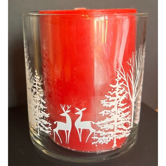 Libbey Christmas Winterland Snow Set of 2 Votive Candle Holder Vintage Trees 4" - Picture 12 of 13